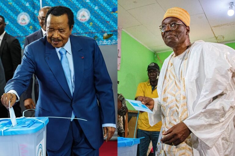 Une image illustrant Paul Biya et Issa Tchiroma Bakarry en train d'accomplir leur devoir de citoyen Camerounais